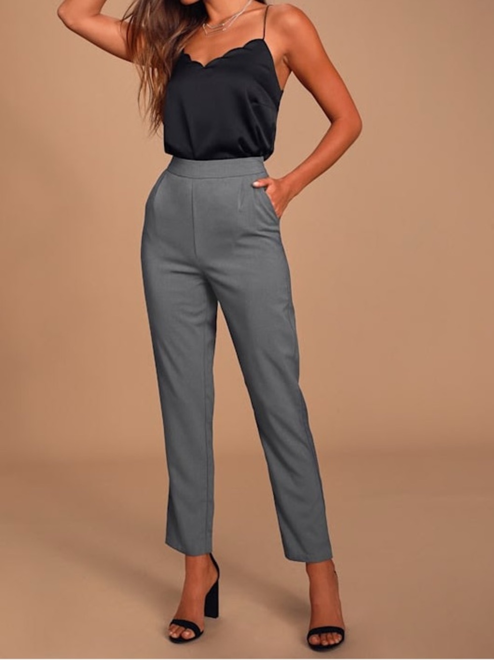 LULU's Classic Gray Dress Pants - Modern Straight Leg